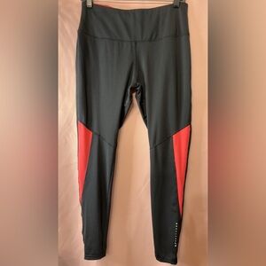 High-Waist Black Leggings with Red Side Panels